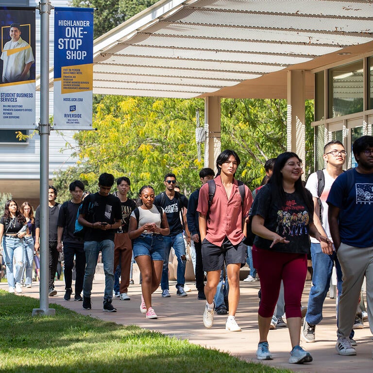 Students walking on campus