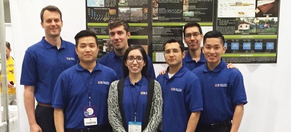 The student participants UCR's Team-Husk-to Home smile for the camera