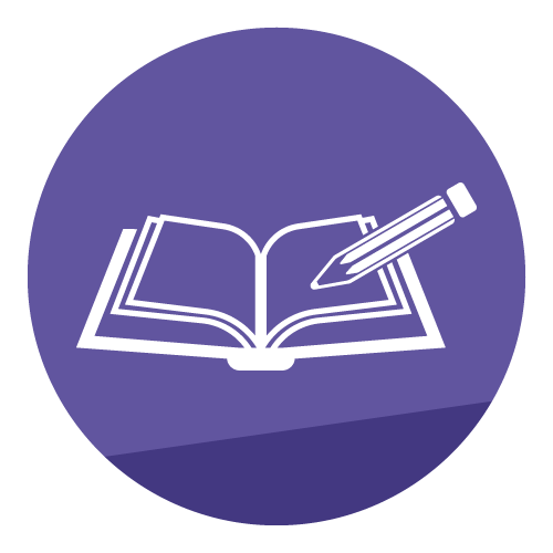 An open book with a pencil on top