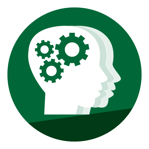 Profile of head with internal mechanical gears